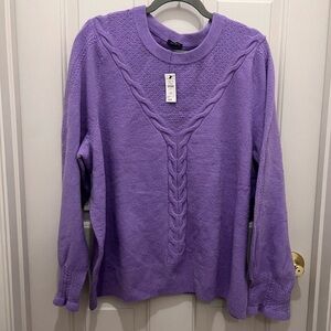 💜 Talbots Lavender Knit Sweater w/ Ruffles - 3X